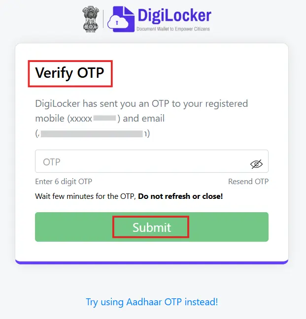 Otr up scholarship digilocker